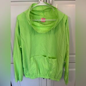 Vintage neon green Pinwheels pullover windbreaker 80’s workout  vibes